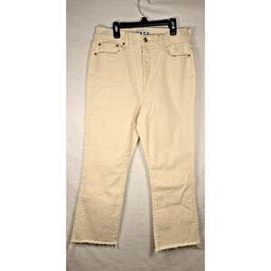 Daze Women's Off White Cropped Raw Edge Denim Jeans Size 31